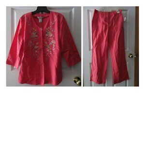 New Northern Reflections Washable Linen/Cotton Blend Top &Town Pant Size 8